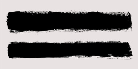 Aufkleber - Brush strokes vector. Painted line and rectangle banner collection. Long and wide grunge background. Grain texture design elements