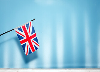 British flag on a blue background. obi space.