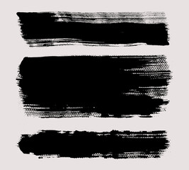 Poster - Brush strokes vector. Painted line and rectangle banner collection. Long and wide grunge background. Grain texture design elements