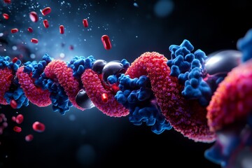 Poster - Dynamic movement of lipid molecules and proteins within the cell membrane, with ion channels actively transporting ions