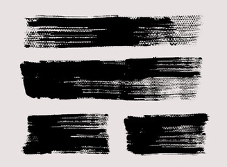 Poster - Brush strokes vector. Painted line and rectangle banner collection. Long and wide grunge background. Grain texture design elements