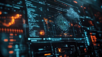 Poster - futuristic digital interface with data visualization elements representing advanced technology conce