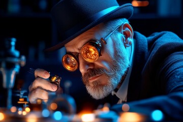 Poster - Fantasy mechanical engineer working on a steampunk machine, with intricate gears, copper pipes, and a blend of old and futuristic technology