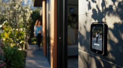 Poster - Smart home technology enhancing security and convenience with digital doorbell systems in modern residences