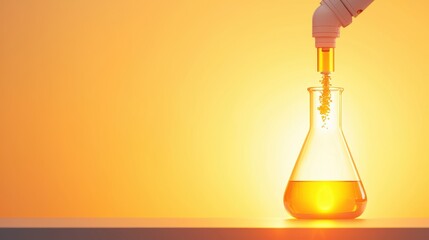 Poster - Robotic Arm Dropping Glowing Substance into Flask