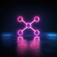 Poster - Neon Chemical Formula with Glowing Effect