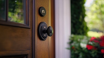Poster - Exploring the elegance of a beautifully crafted door knob and surroundings in a serene outdoor setting
