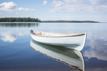 Poster - Canoe vehicle rowboat shore.