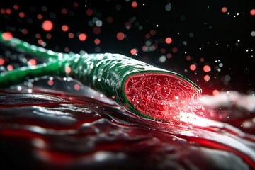Poster - Human nerve cell membrane, with voltage-gated ion channels opening and closing as electrical signals pass through the axon