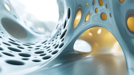 Abstract 3D render featuring futuristic shapes in a clean modern background design