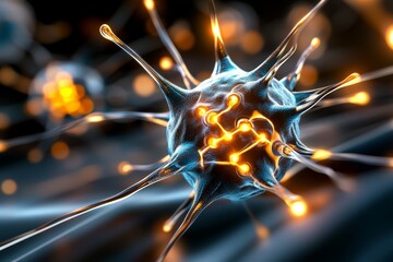 Poster - Potassium and sodium ion exchange in the membrane, showing the active transport of ions across the neuronâ€™s membrane during a nerve signal