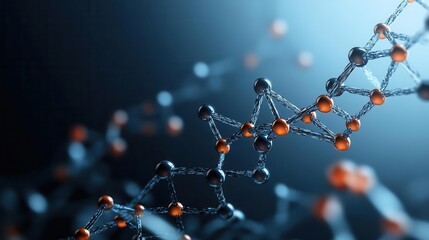 Abstract illustration of molecules interacting with a DNA strand, symbolizing the dynamic communication within the genetic code