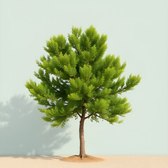 green tree in minimal style with empty background