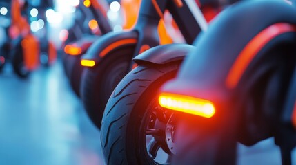 Poster - An innovative urban mobility showcase with electric scooters and smart city transportation solutions, Mobility style, photo of
