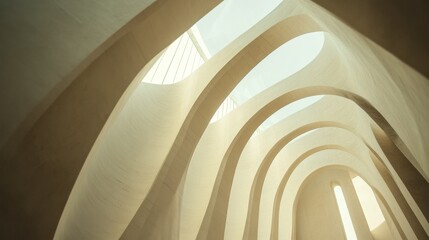 Poster - Abstract Architectural Design with Intersecting Arches and Light