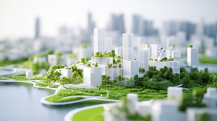 Poster - Autonomous robotic architects designing sustainable eco-cities, urban planning with robotic architectural models, Sustainable Urban Development style