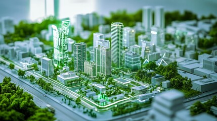 Poster - Autonomous robotic architects designing sustainable eco-cities, urban planning with robotic architectural models, Sustainable Urban Development style