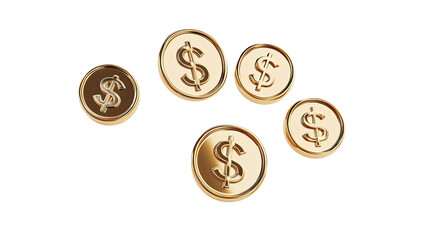 Poster - Gold Dollar Symbols Collection on a Transparent Background Generative AI