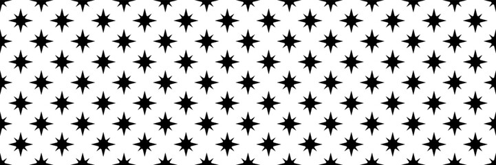 Poster - horizontal seamless glitter black star for pattern and background.