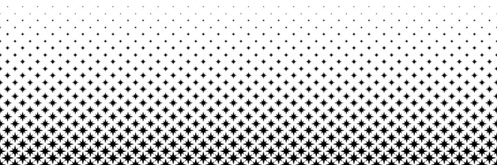 Poster - horizontal halftone of glitter black star design for pattern and background.