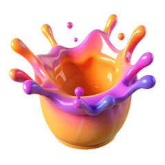 Poster - 3D splash of juice or holographic colored liquid. Abstract colorful wave flowing isolated
