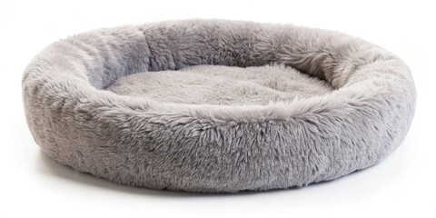 Grey Furry Pet Bed for Cozy Snuggles, Pet Bed, Pet Supplies, Furry Bed