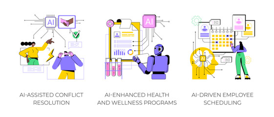 Poster - artificial intelligence in human resources abstract concept vector illustrations.