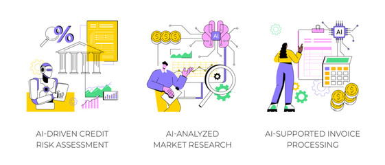 Poster - AI in financial management abstract concept vector illustrations.