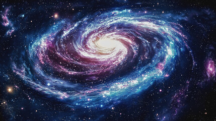 Wall Mural - a vast galaxy among galaxies in the infinite universe, a galaxy that has its own stars, planets, and