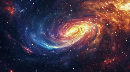 Wall Mural - a cosmic galaxy in the universe that shines in colorful hues, a celestial galaxy with its own system