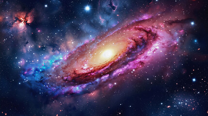 Wall Mural - cosmic universe, an entire galaxy with stars and countless planets in the black, endless void of spa