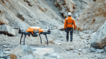 Aufkleber - Robotic rescue drones conducting search and rescue missions in hazardous terrains, disaster relief operations with autonomous rescue units, Emergency Response style