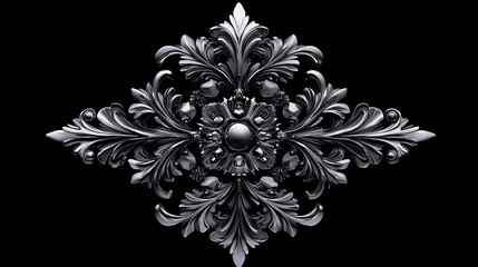 Intricate Baroque-Style Decorative Element with Floral Patterns and Luxurious Detailing