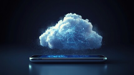 Poster - Digital Cloud Data Streams Into Smartphone