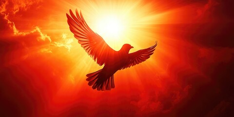 Sticker - Bird flying in sky with sun