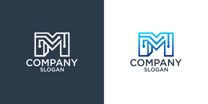 letter m abstract geometry logo design vector