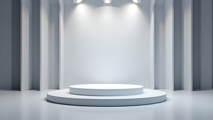 Aufkleber - Futuristic podium stages designed for 3D rendering empty with a futuristic look perfect for product displays and exhibitions.