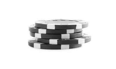 Canvas Print - Poker game. Casino chips isolated on white