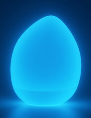 Poster - Light blue podiuam has a light neon effect surrounding a product displayed as a vector graphic.