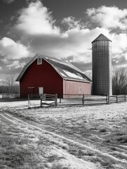 Red Barn with Silo