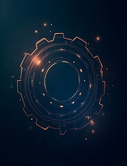 Poster - Minimalist frame design features glowing AI gear with growth icons, ideal for business innovation and tech content marketing copy space needs.