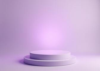 Poster - Modern podium features lavender design with smooth surfaces and gentle curves for advertising cosmetics products effectively.