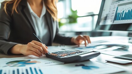 Canvas Print - Professional Female Accountant at Work in Office