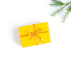 golden gift box on white background