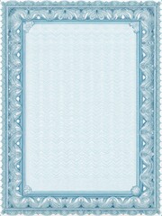 Sticker - Elegant blue vintage certificate frame with delicate design and slender proportions. Generative AI