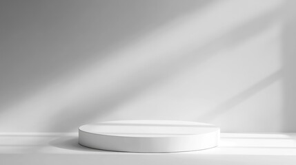 Poster - Minimalist round pedestal in soft natural light for display purposes
