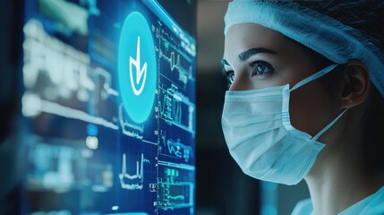 Poster - innovative healthcare technology a medical professional interacting with advanced digital solutions 