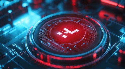 Poster - Futuristic digital interface with neon elements and circuit patterns