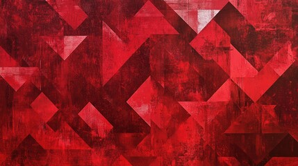 Poster - Dynamic red geometric composition a vivid exploration of form and color in abstract art
