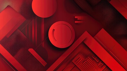 Poster - Dynamic red abstract composition a visually striking exploration of shapes and textures